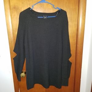 Army Green City Chic Knit Sweater with Elbow Cu…